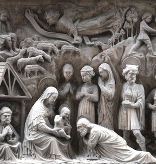 Elia y Giovanni Gagini, Adoración de los Reyes Magos (1457), via degli Orefici, Génova